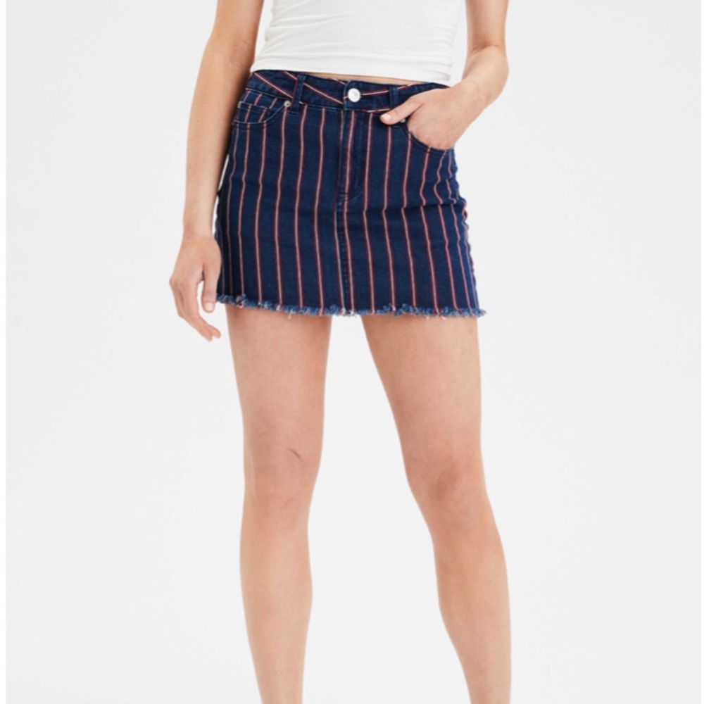 American Eagle High Waisted Striped Mini Skirt